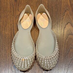 Stuart Weitzman Beige Flats with Rhinestone Accents